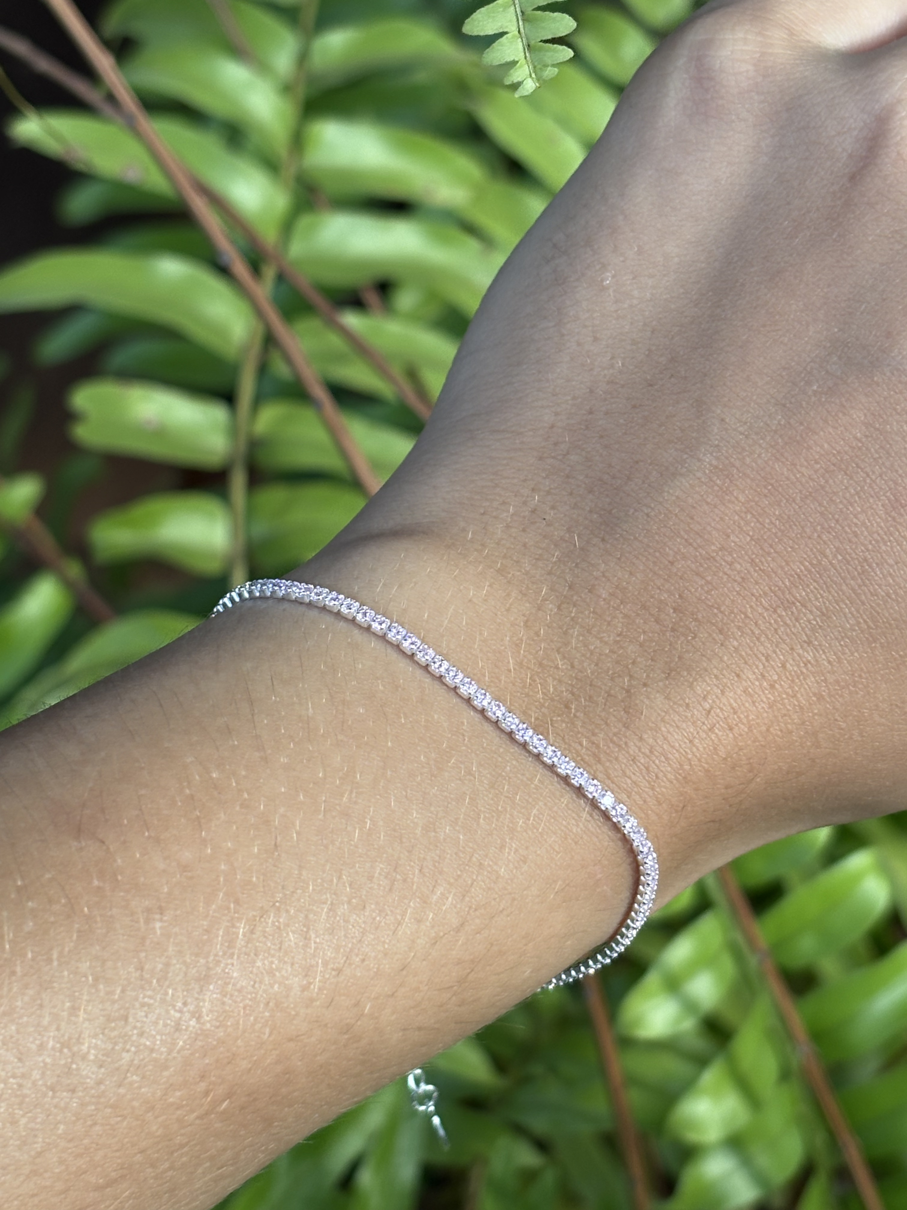 Pulseira Riviera Rosa em prata 925