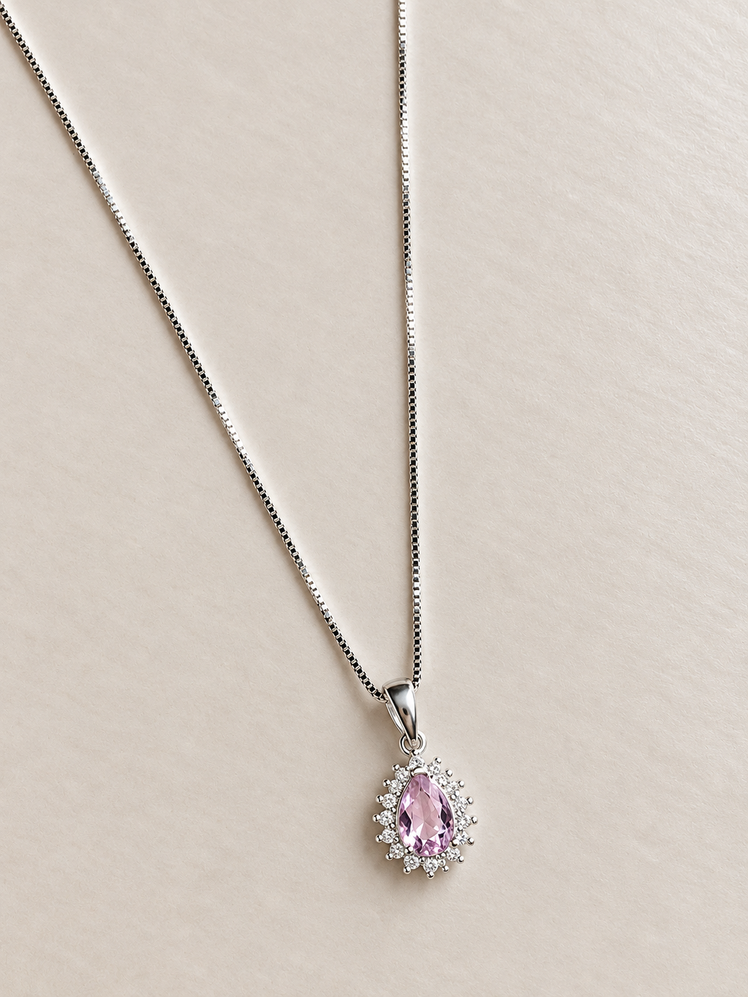 Colar Gota Rosa em prata 925