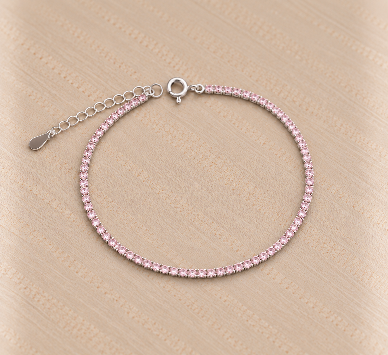 Pulseira Riviera Rosa em prata 925