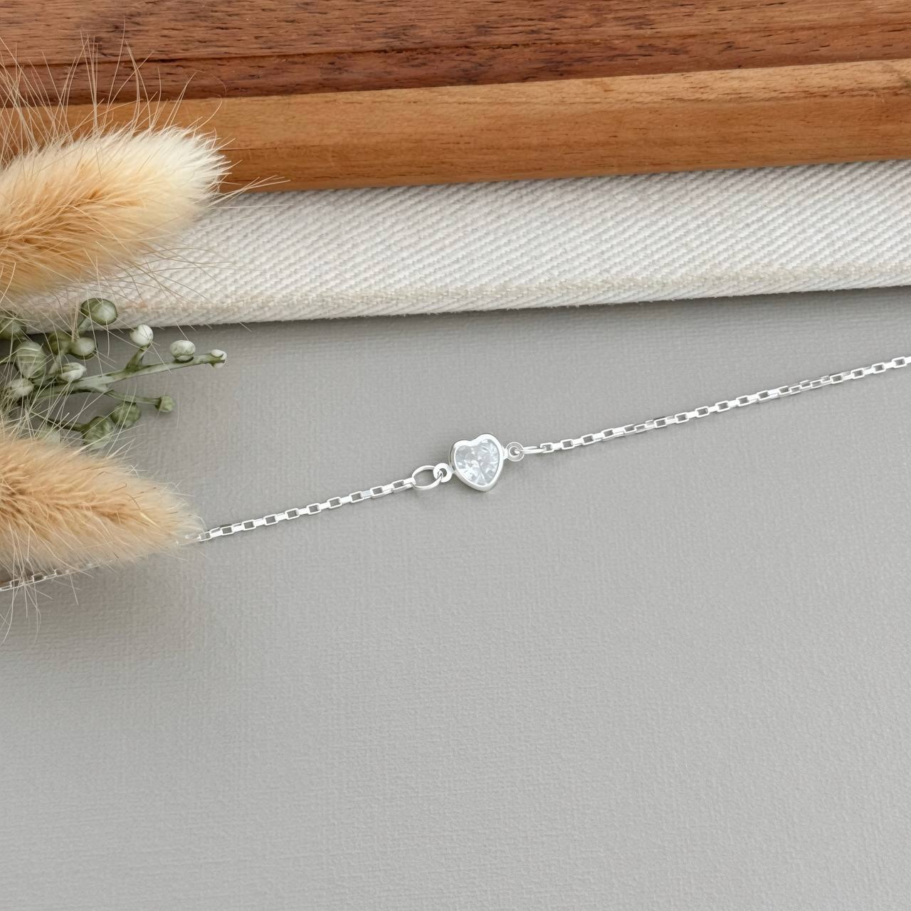 Pulseira Coração Luz em prata 925